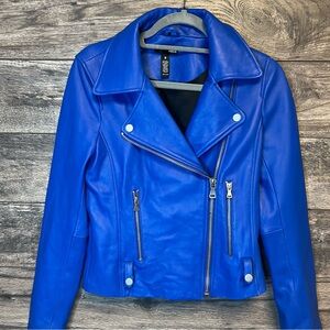 AQUA Genuine Leather Moto Jacket – Size XS